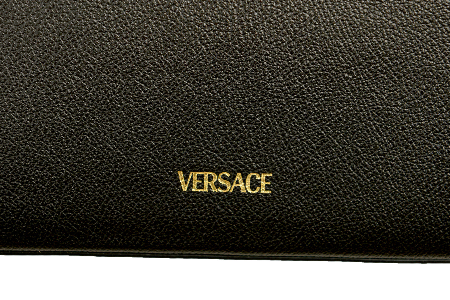 Versace Women's Black Grainy Leather Gold Medusa Satchel Shoulder Bag