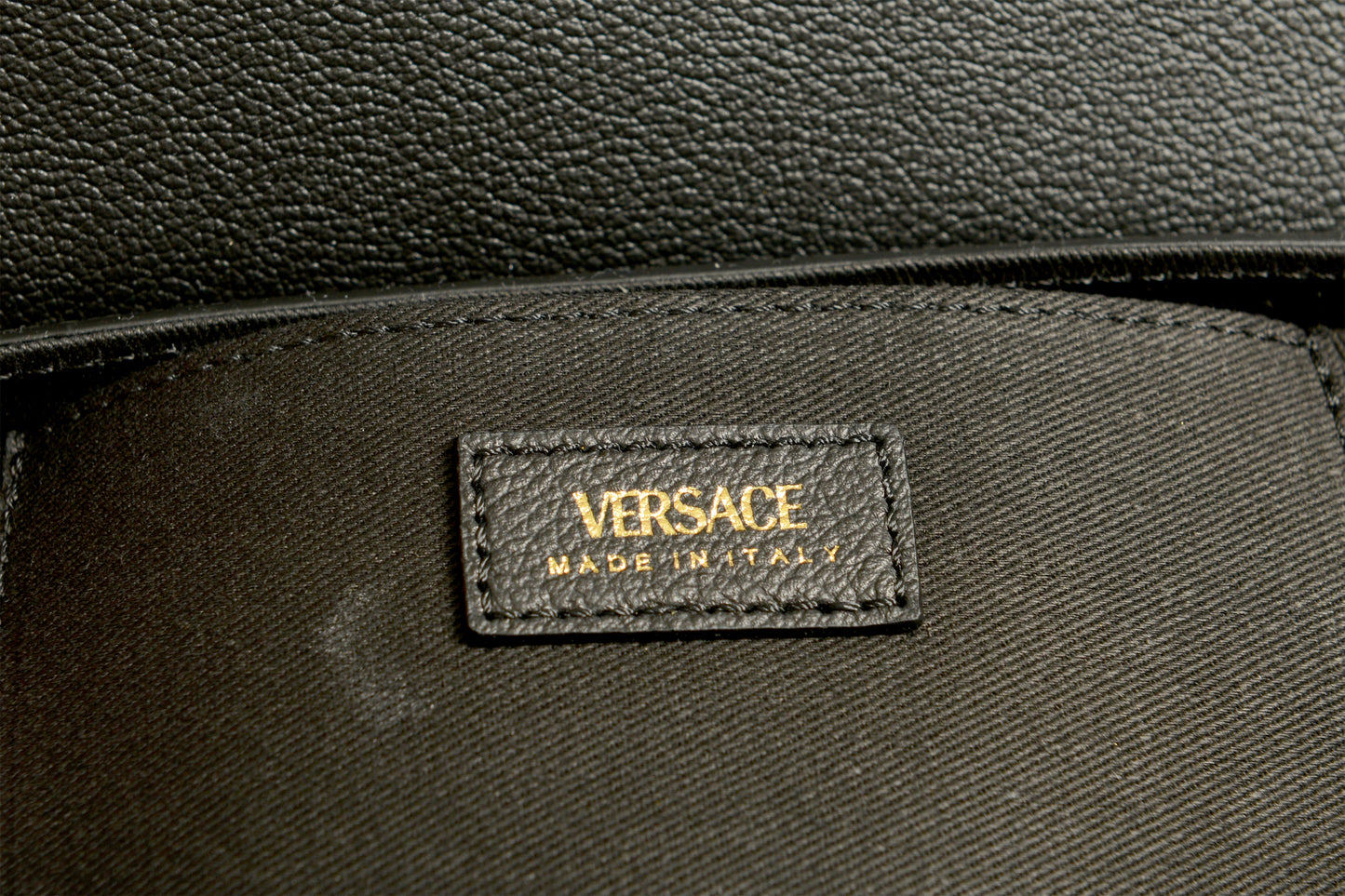 Versace Women's Black Grainy Leather Gold Medusa Satchel Shoulder Bag