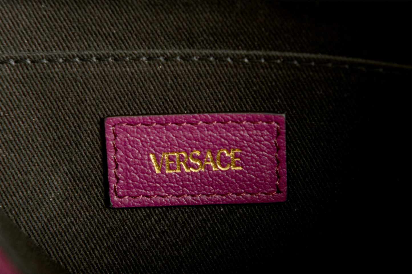 Versace Plum Purple Grainy Leather Gold Medusa Small Handbag Shoulder Bag