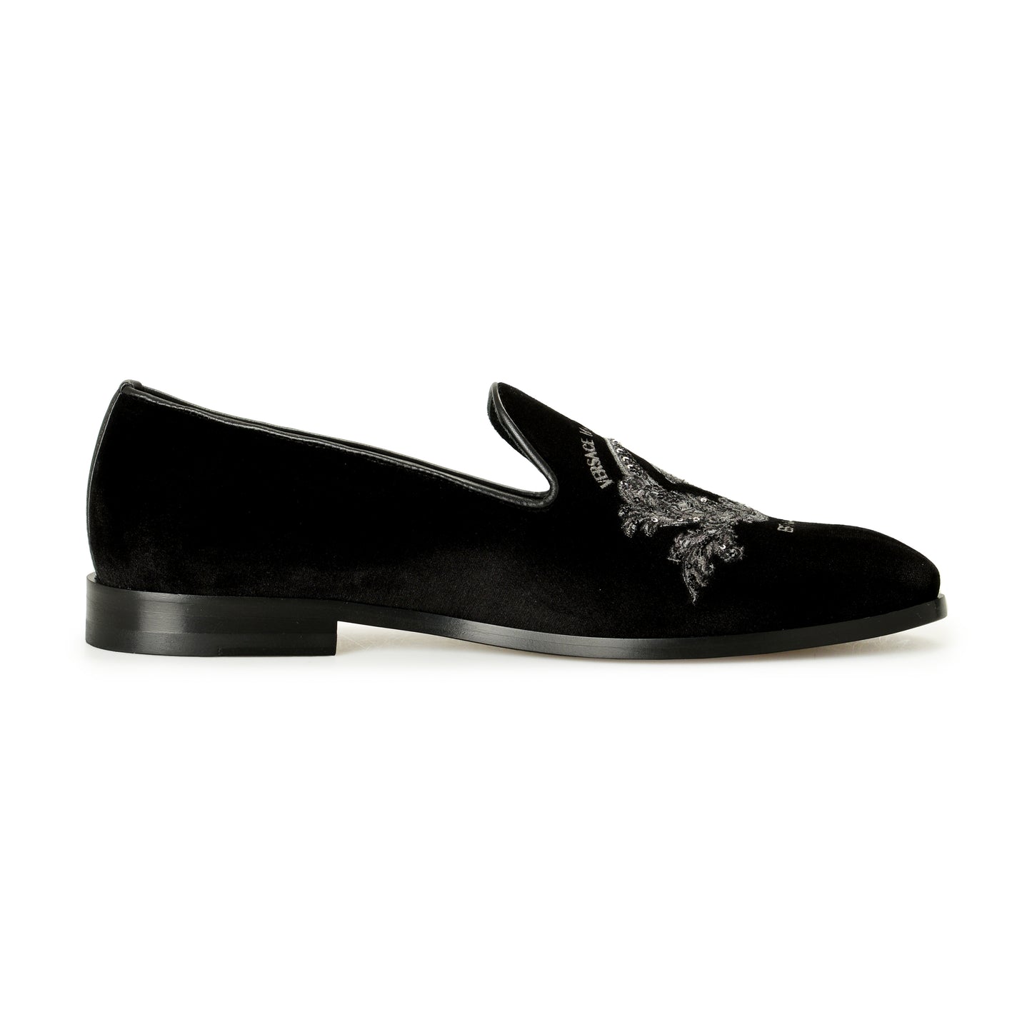 Versace Men's Velvet Embroidered Slippers Loafers Shoes US 7 IT 40