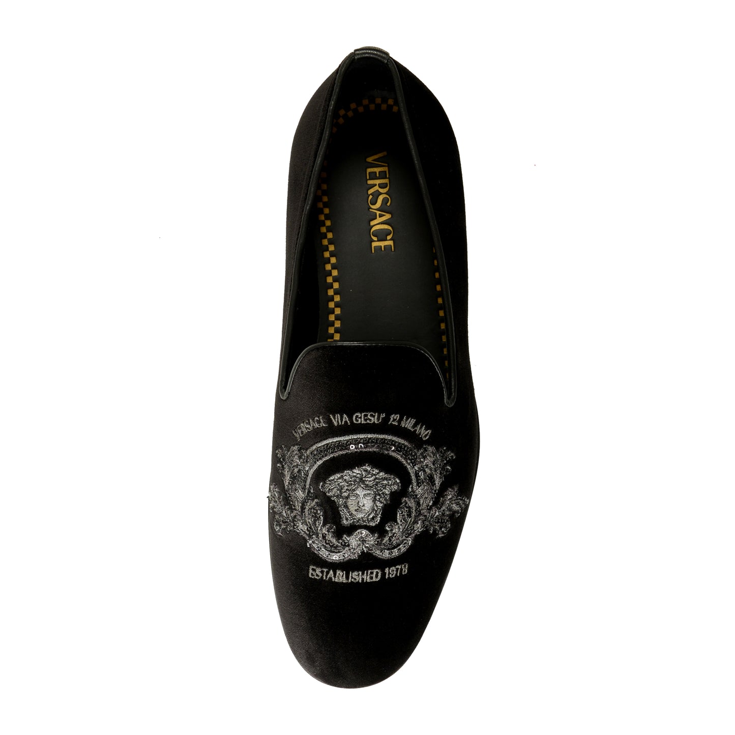 Versace Men's Velvet Embroidered Slippers Loafers Shoes US 7 IT 40