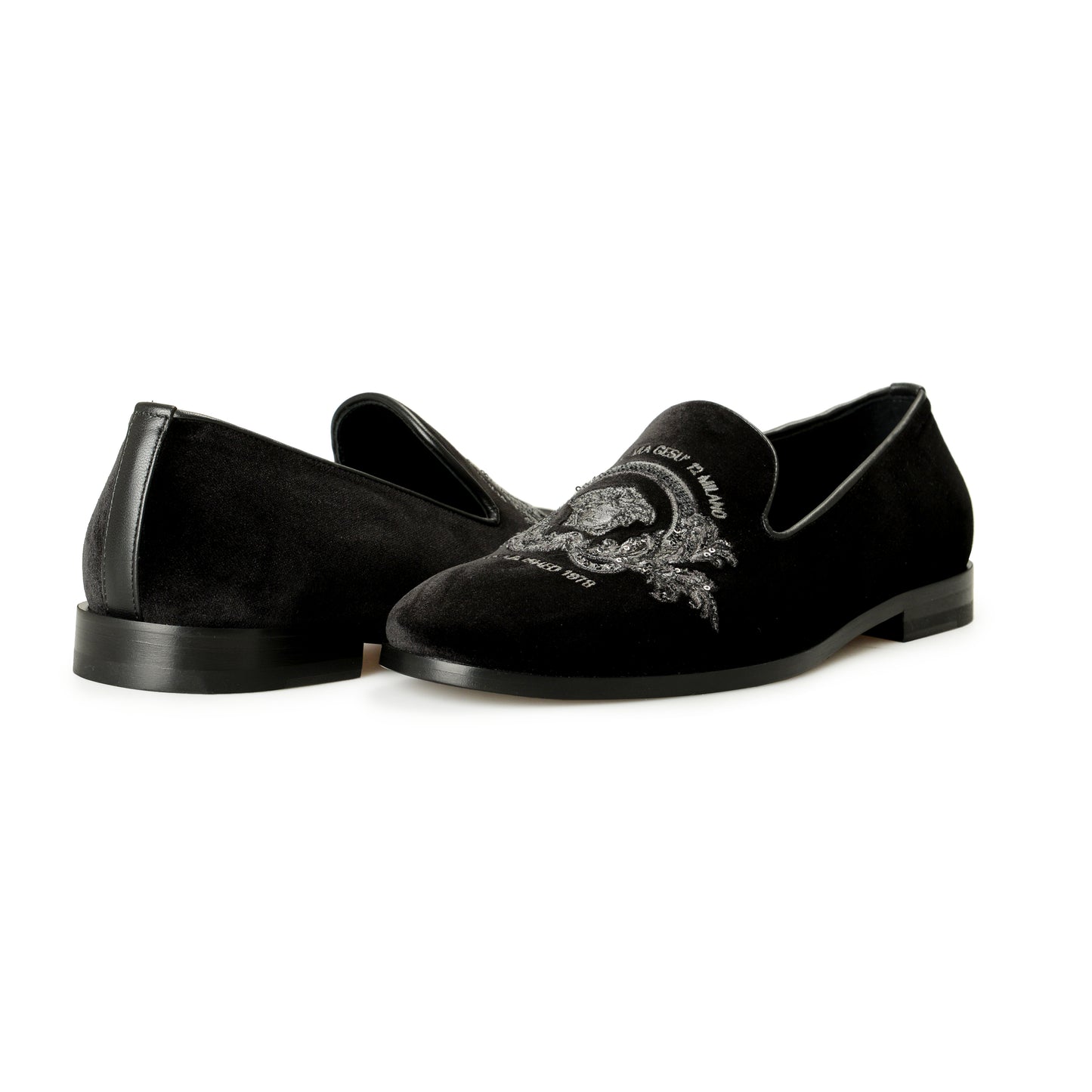Versace Men's Velvet Embroidered Slippers Loafers Shoes US 7 IT 40