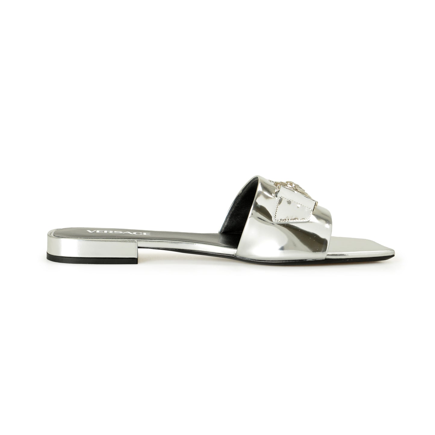 Versace Women's Patent Leather Logo Sandals Flip Flop Mules Shoes US 7 IT 37