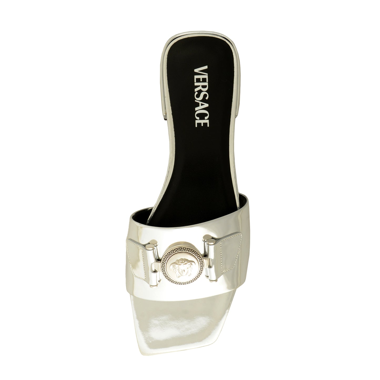 Versace Women's Patent Leather Logo Sandals Flip Flop Mules Shoes US 7 IT 37