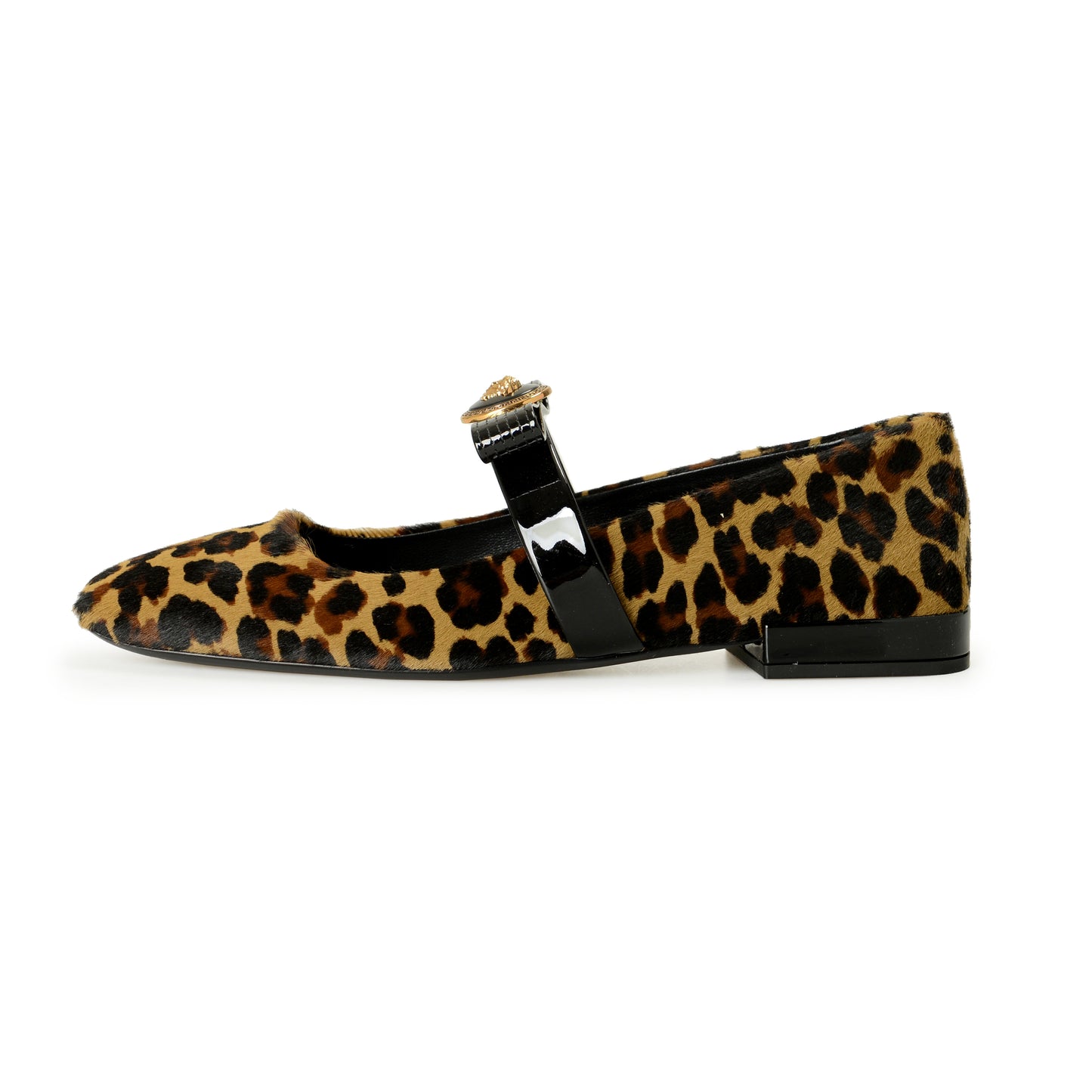 Versace Women's Pony Hair Leather Gold Medusa Ballets Flat Shoes US 9.5 IT 39.5