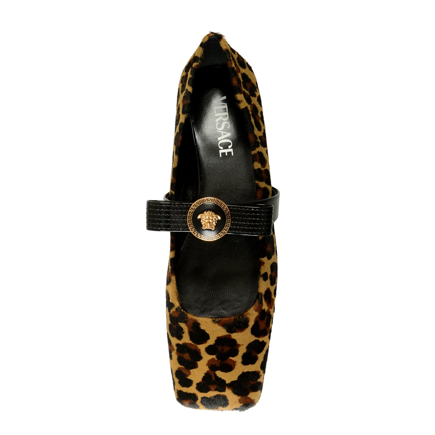Versace Women's Pony Hair Leather Gold Medusa Ballets Flat Shoes US 9.5 IT 39.5