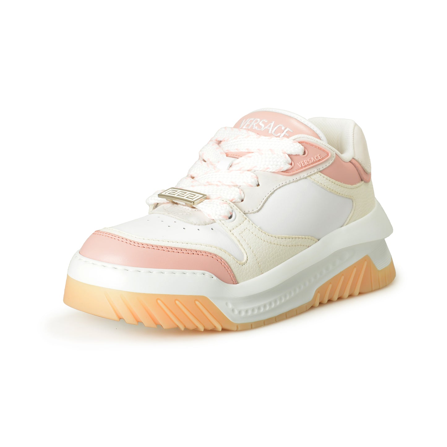 Versace Women's Leather & Suede White/Pink Sneakers Shoes US 9.5 IT 39.5