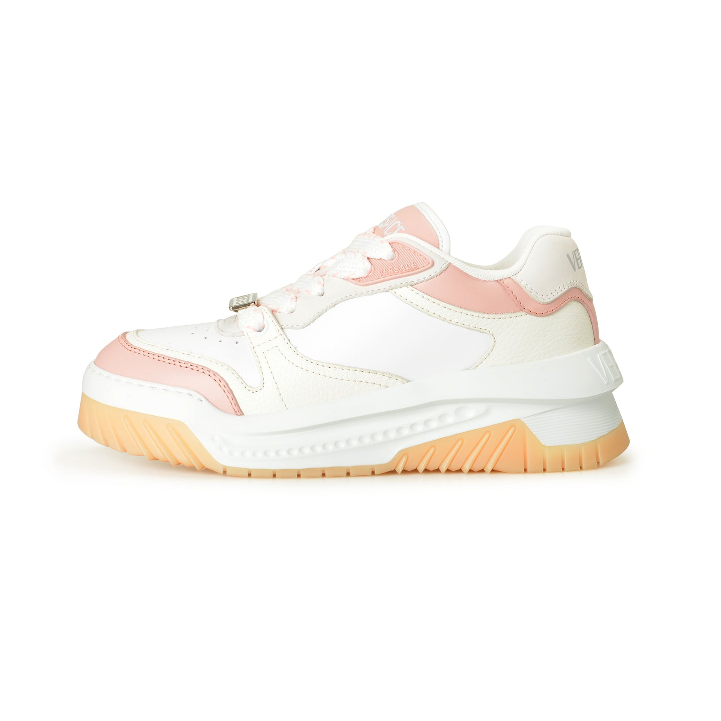 Versace Women's Leather & Suede White/Pink Sneakers Shoes US 9.5 IT 39.5