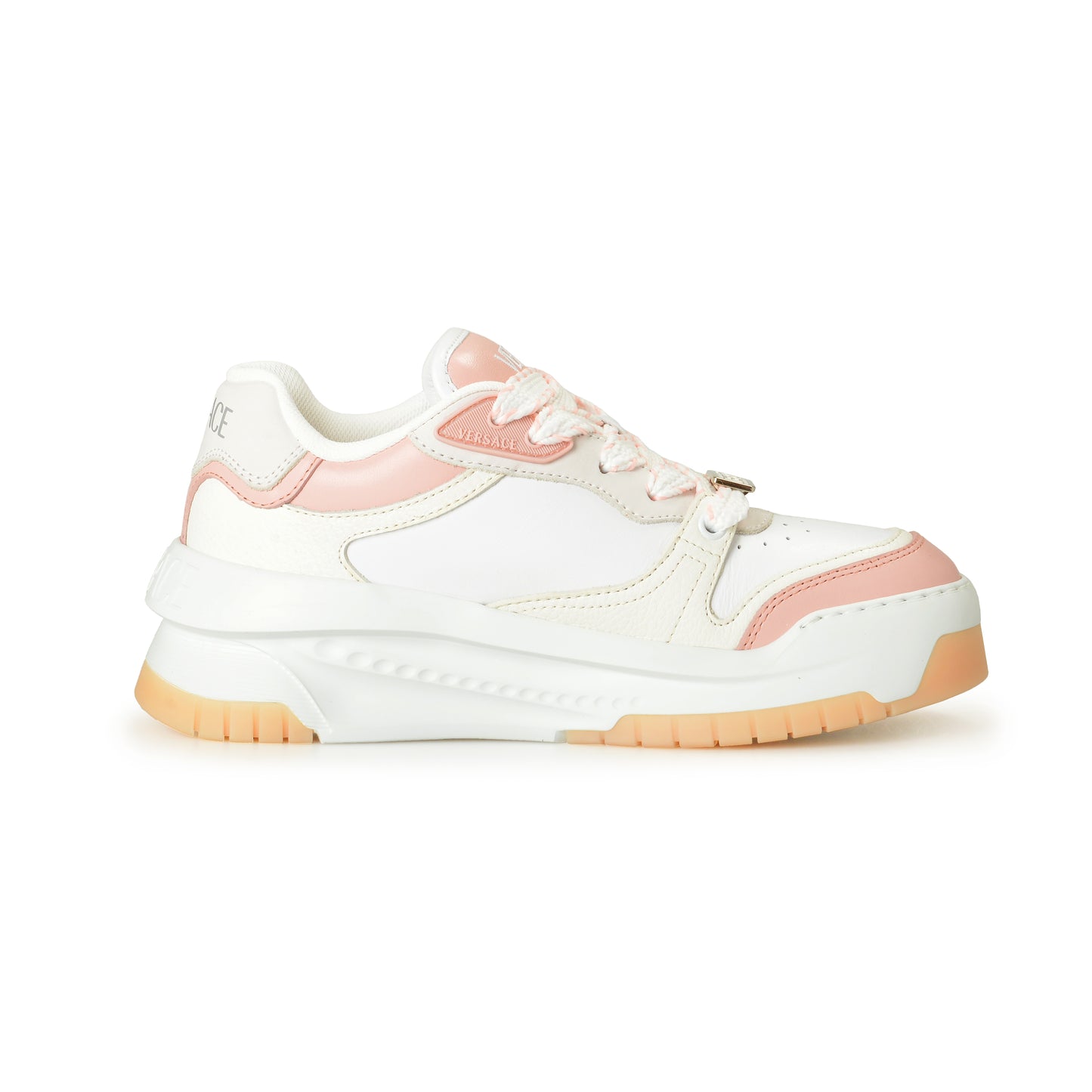 Versace Women's Leather & Suede White/Pink Sneakers Shoes US 9.5 IT 39.5