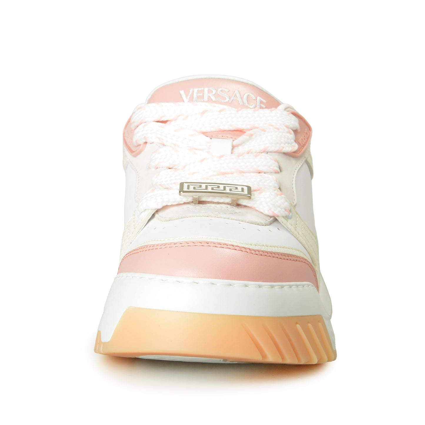 Versace Women's Leather & Suede White/Pink Sneakers Shoes US 9.5 IT 39.5