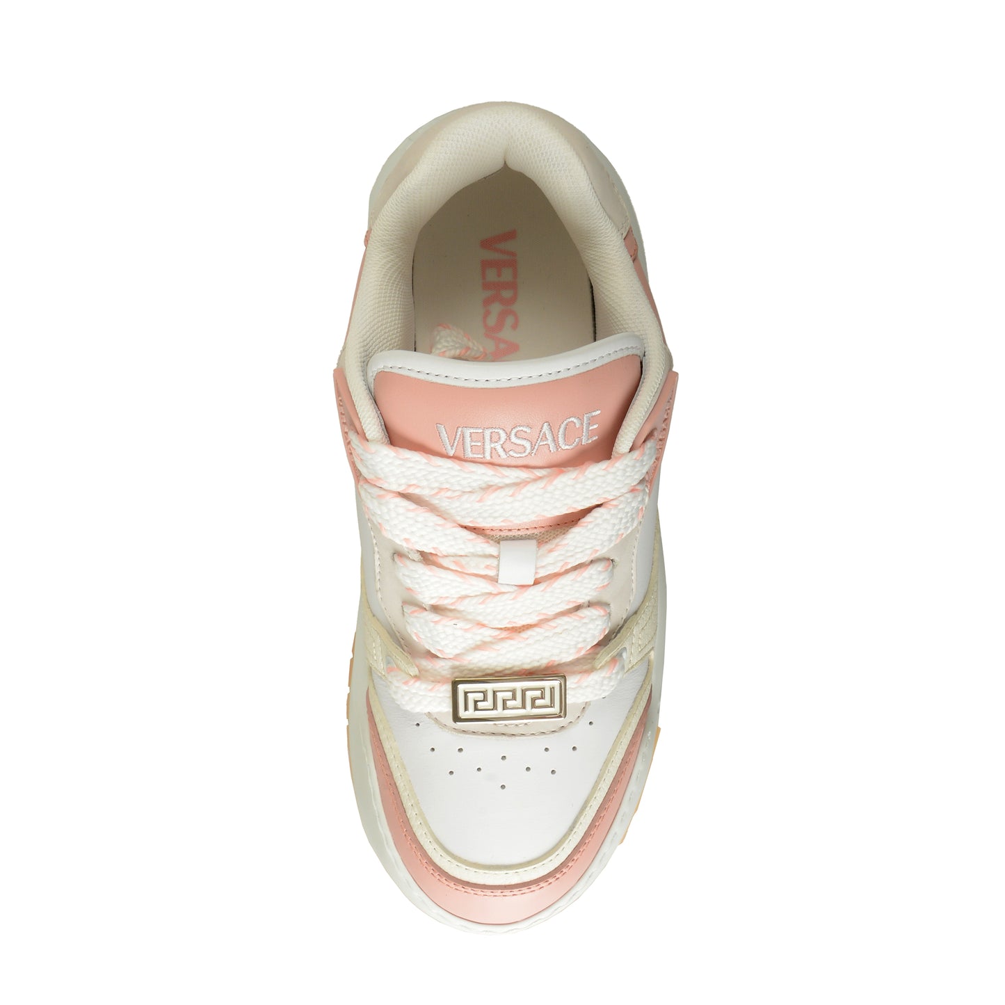 Versace Women's Leather & Suede White/Pink Sneakers Shoes US 9.5 IT 39.5