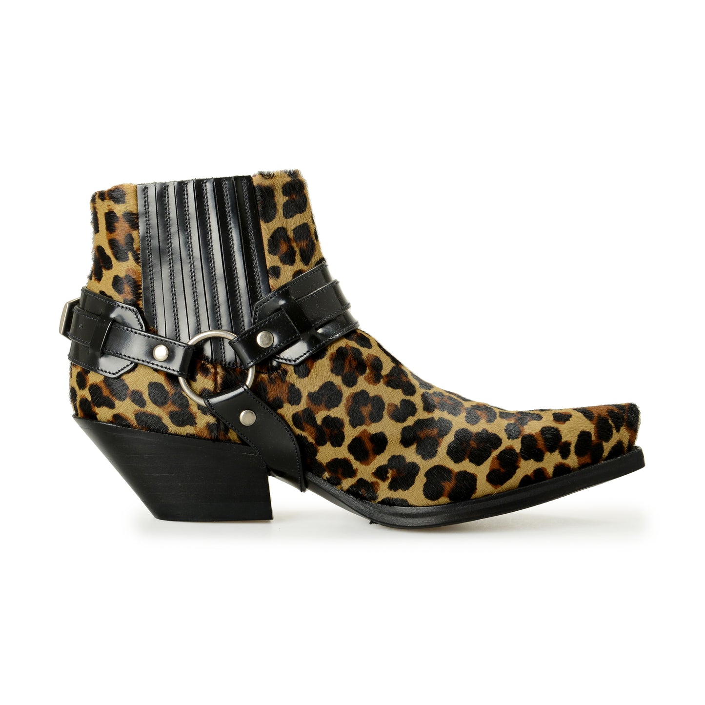 Versace Women's Pony Hair Leather Silver Medusa Heeled Booties Shoes US 9 IT 39