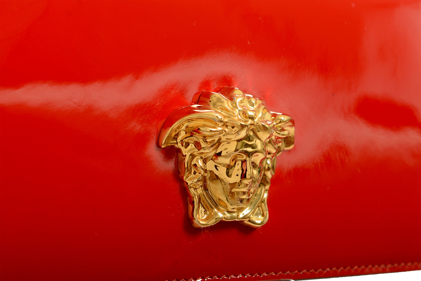 Versace Women's 100% Patent Leather Gold Medusa Head Crossbody Shoulder Bag