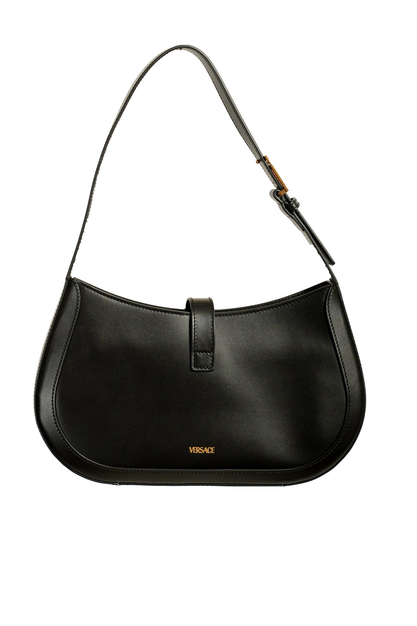 Versace Women's Black 100% Leather Greca Goddess Large Hobo Handbag Shoulder Bag