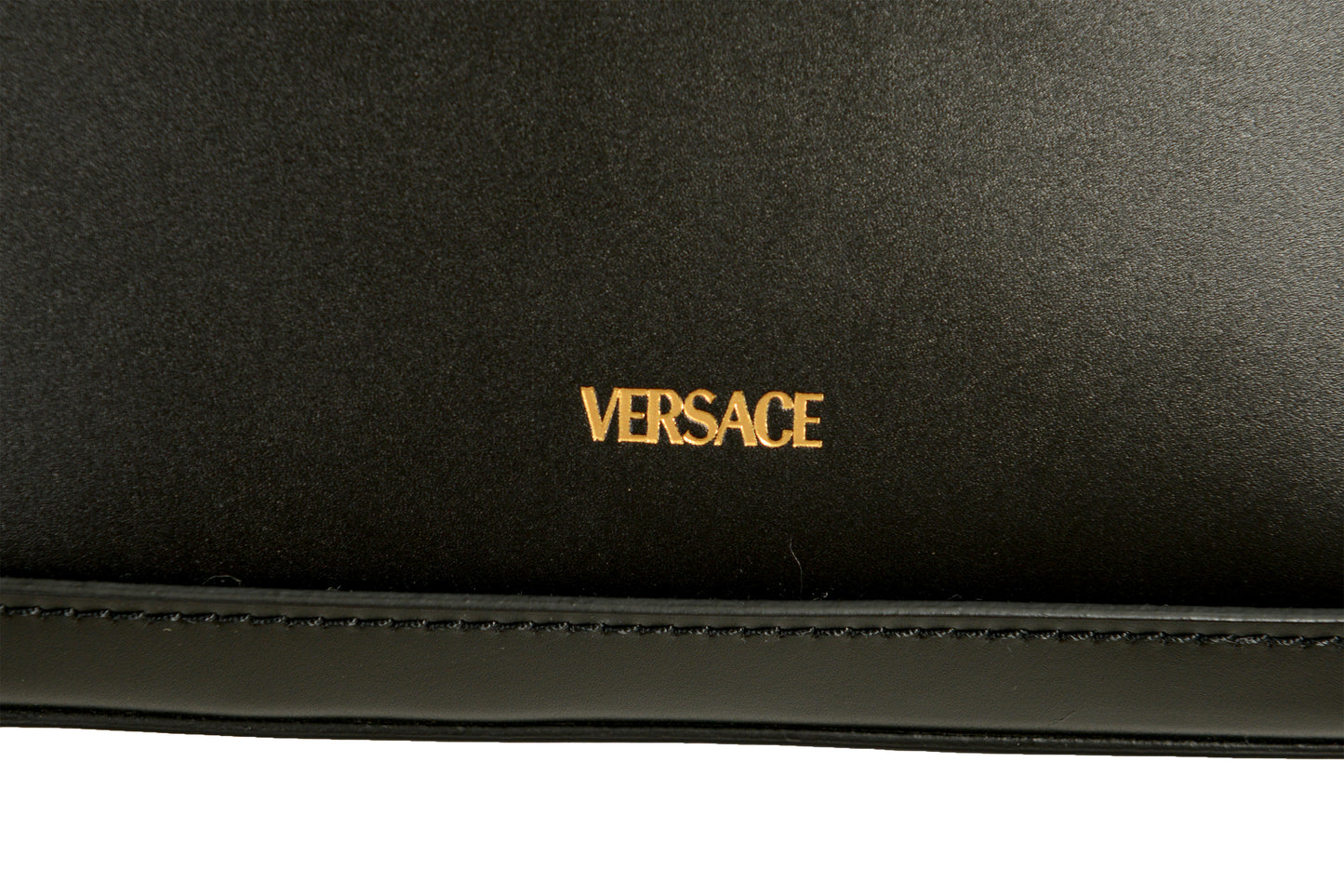 Versace Women's Black 100% Leather Greca Goddess Large Hobo Handbag Shoulder Bag