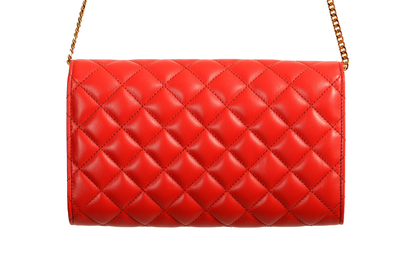 Versace Women's Leather Gold Medusa Quilted Clutch Chain Wallet Shoulder Bag