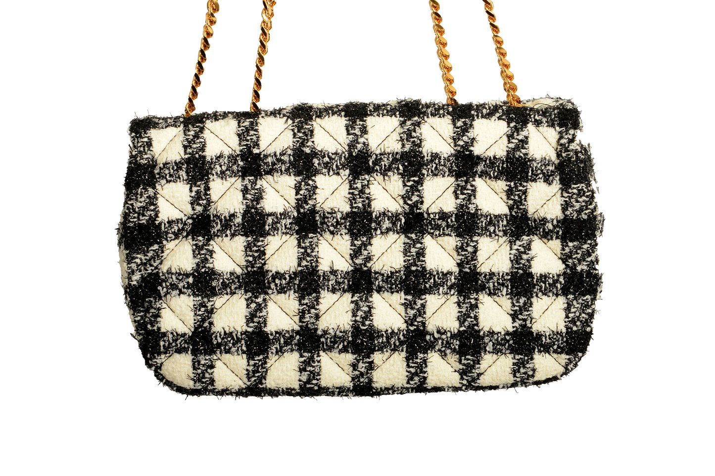 Versace Women's Tweed Wool Gold Medusa Quilted Handbag Shoulder Bag
