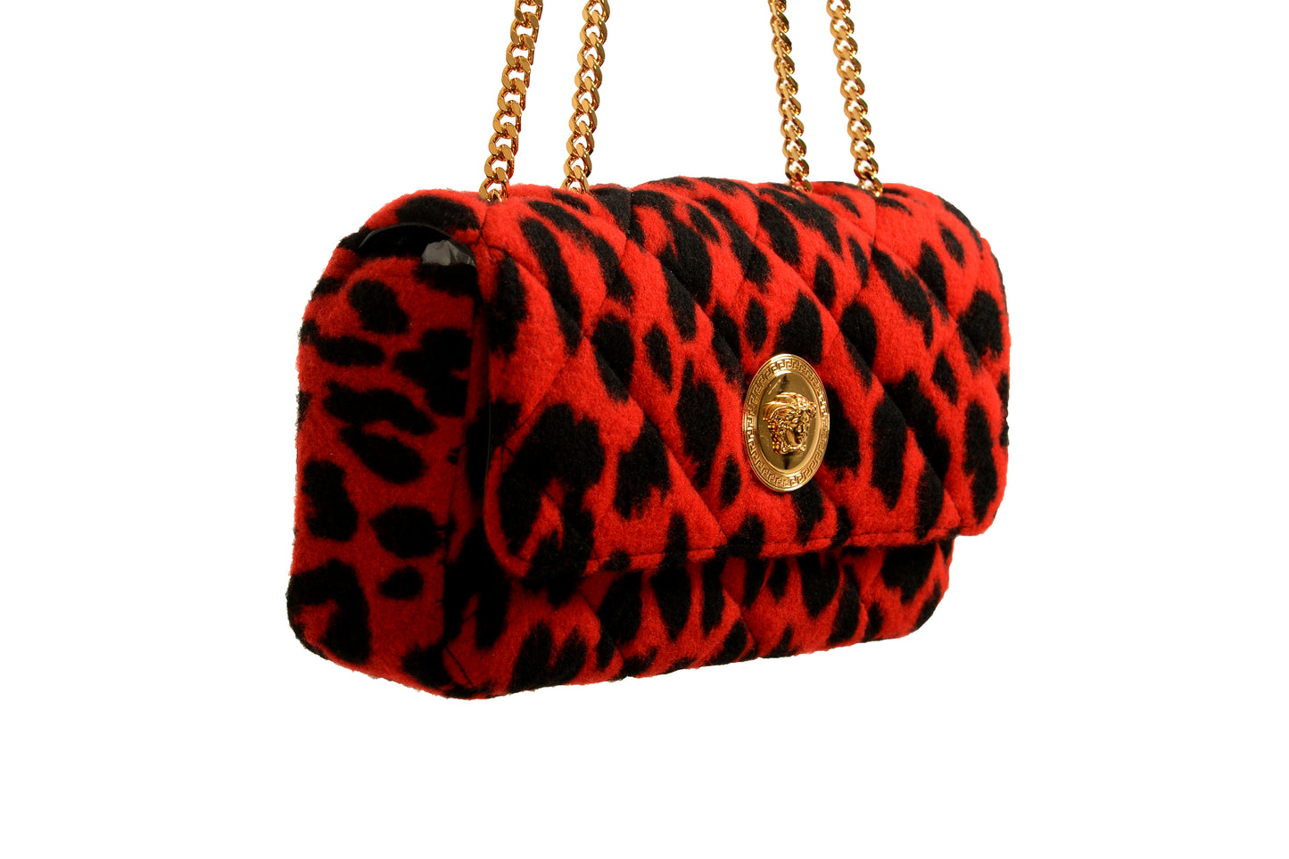 Versace Women's Small 100% Wool Gold Medusa Quilted Handbag Shoulder Bag