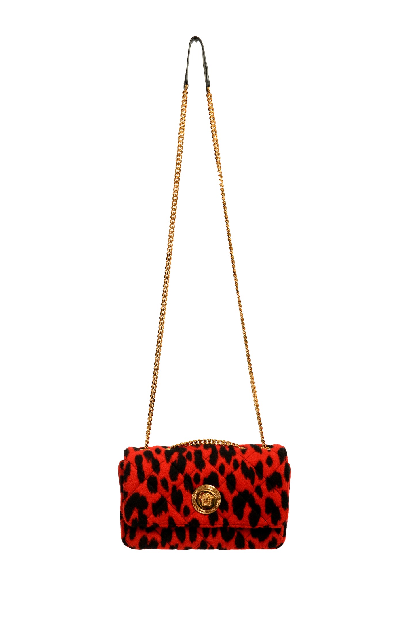 Versace Women's Small 100% Wool Gold Medusa Quilted Handbag Shoulder Bag