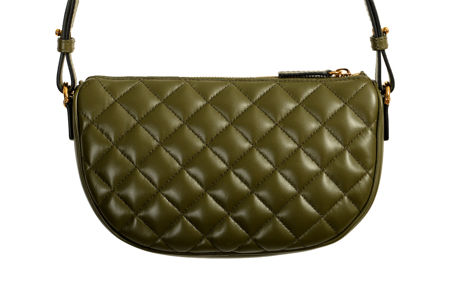 Versace Women's Leather Gold Medusa Quilted Half Moon Chain Handbag Shoulder Bag
