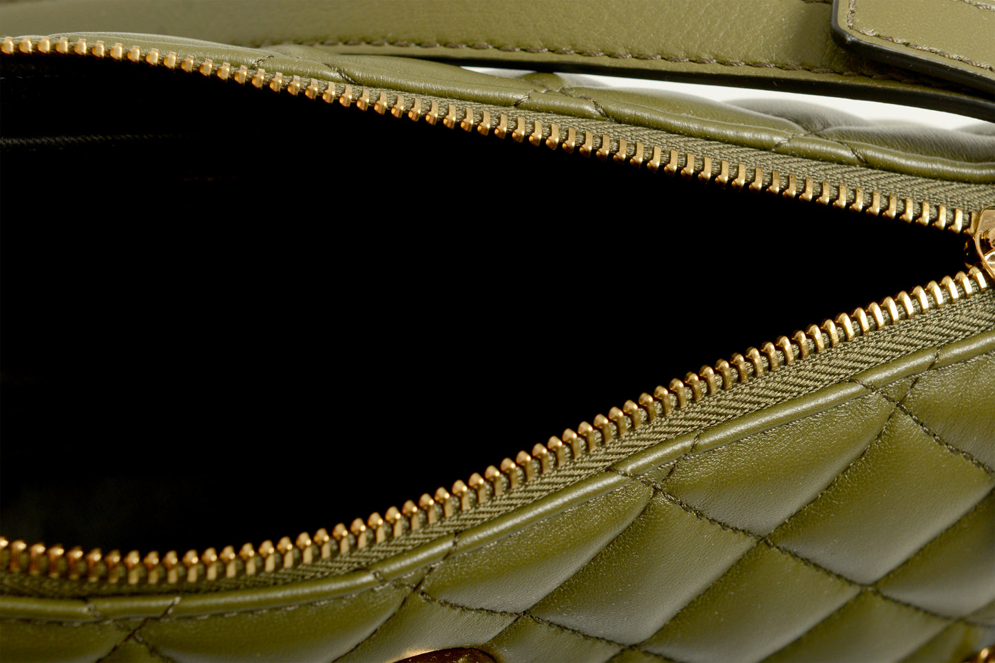 Versace Women's Leather Gold Medusa Quilted Half Moon Chain Handbag Shoulder Bag