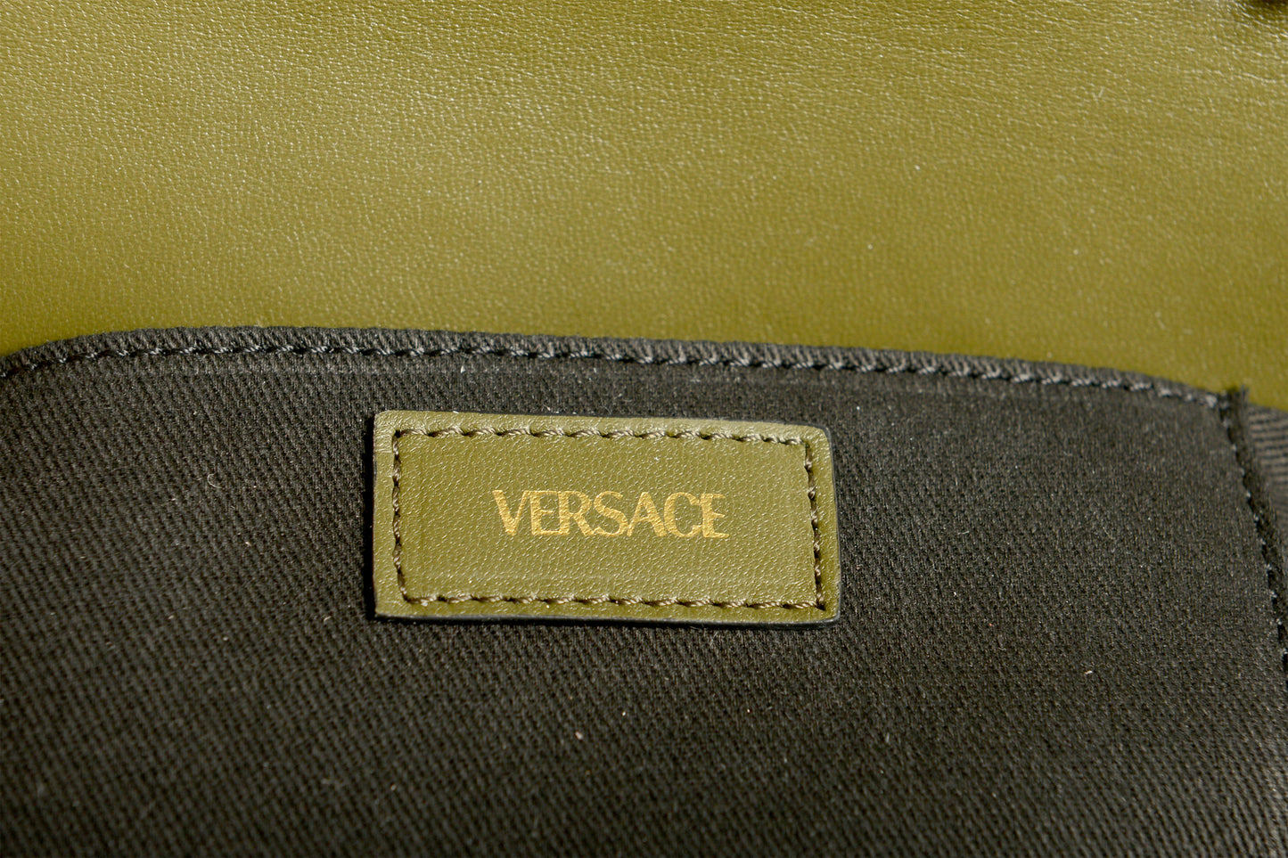Versace Women's Olive Leather Gold Medusa Quilted Small Handbag Shoulder Bag