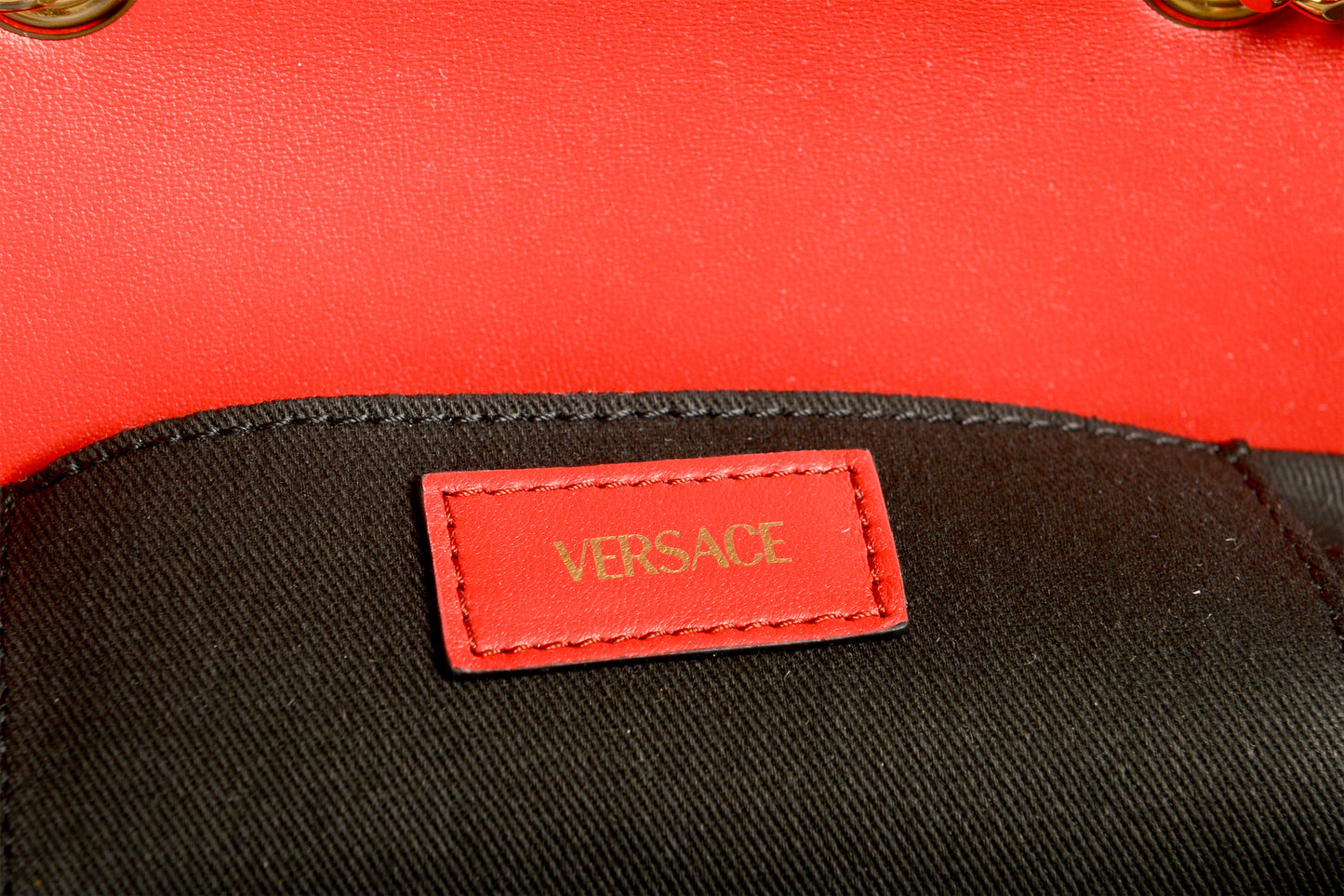 Versace Women's True Red Leather Gold Medusa Quilted Small Handbag Shoulder Bag