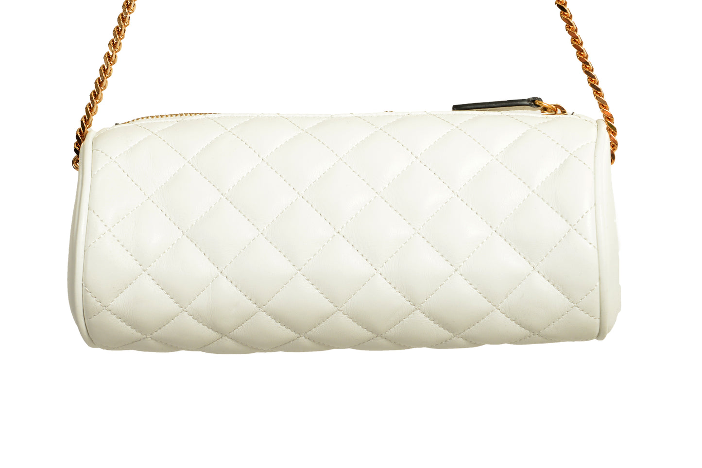 Versace Women's White Leather Gold Medusa Quilted Shoulder Bag Handbag