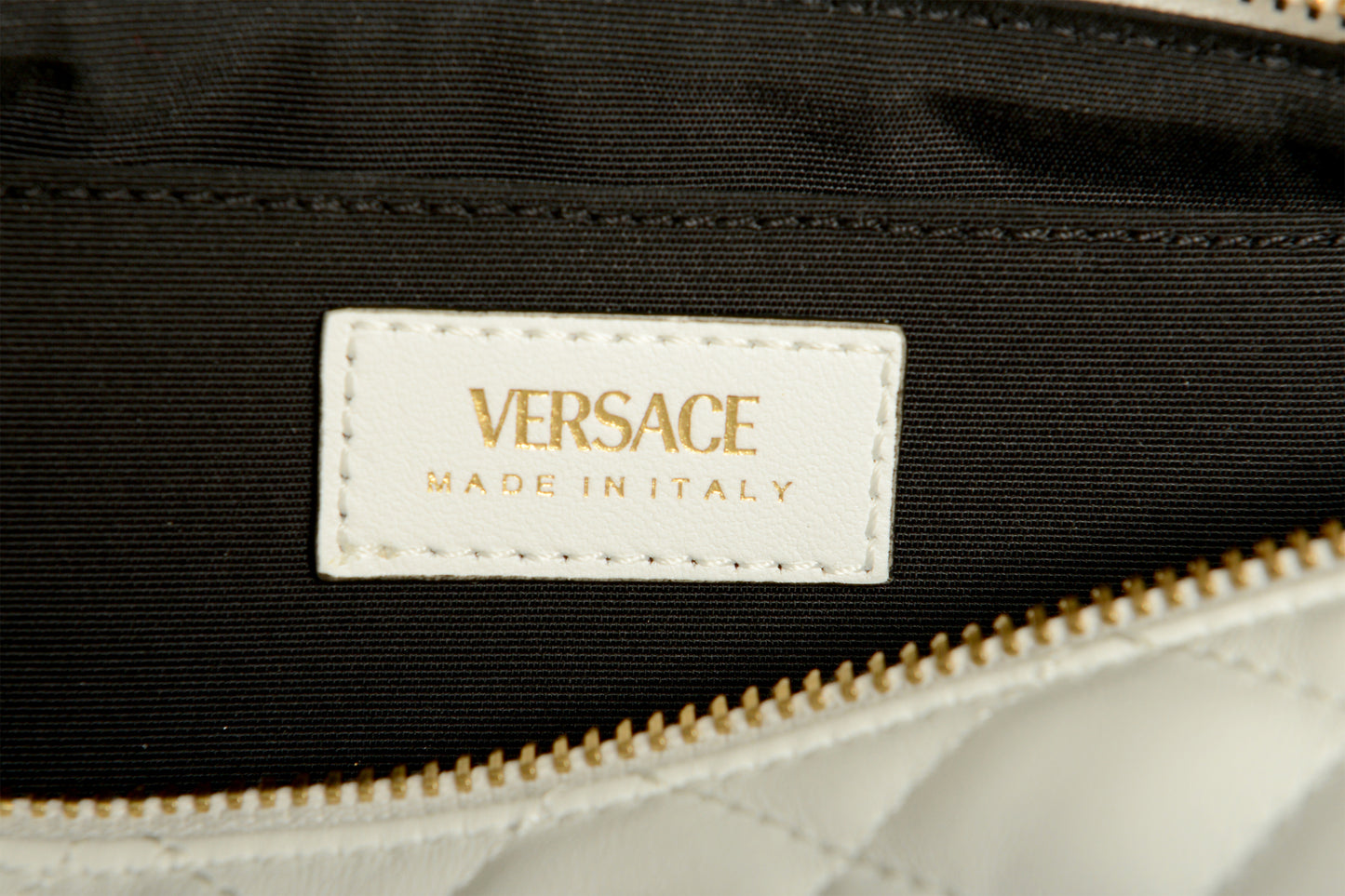 Versace Women's White Leather Gold Medusa Quilted Shoulder Bag Handbag
