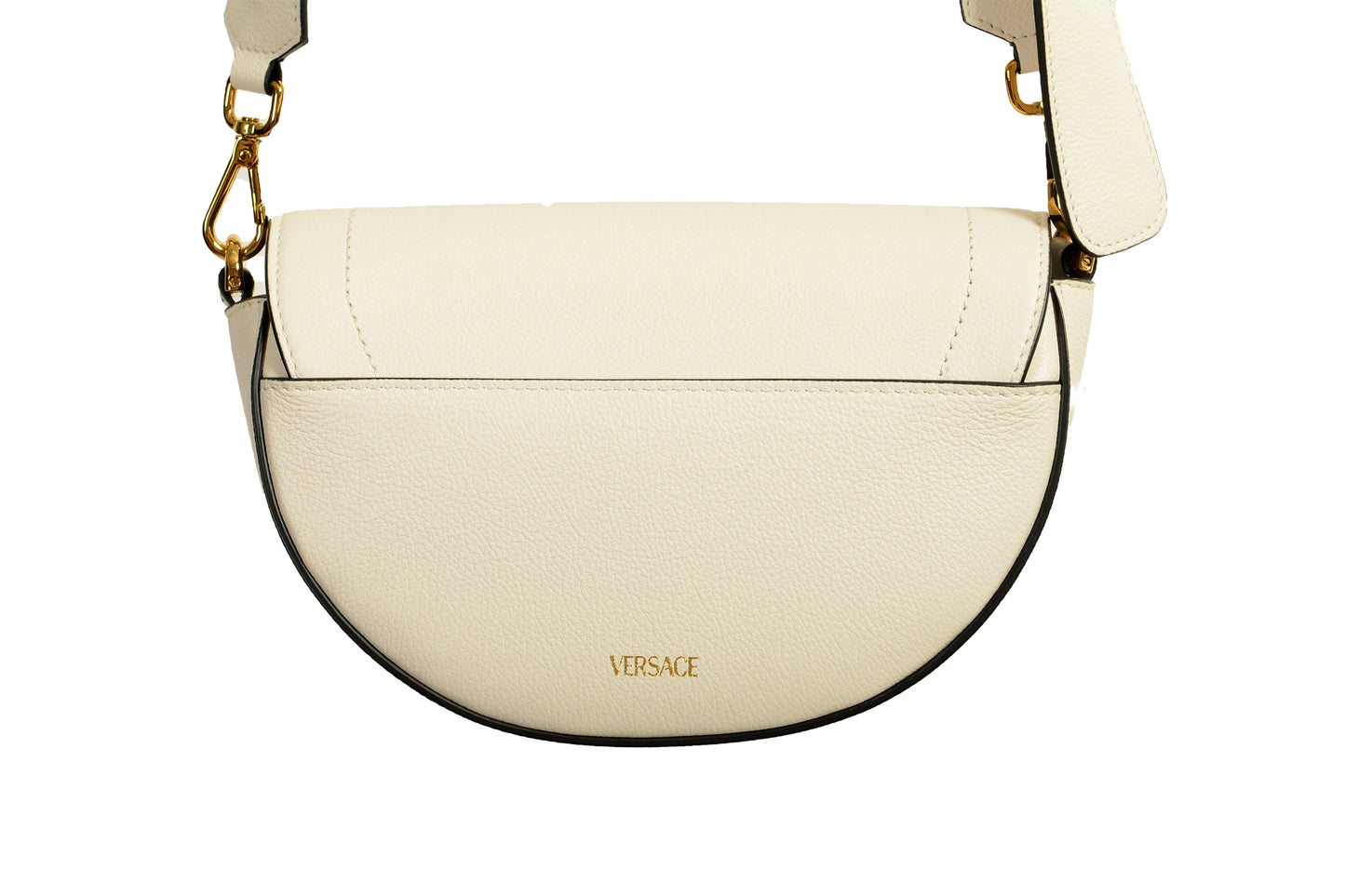 Versace Women's Grainy Leather Gold Medusa Half Moon Handbag Shoulder Bag