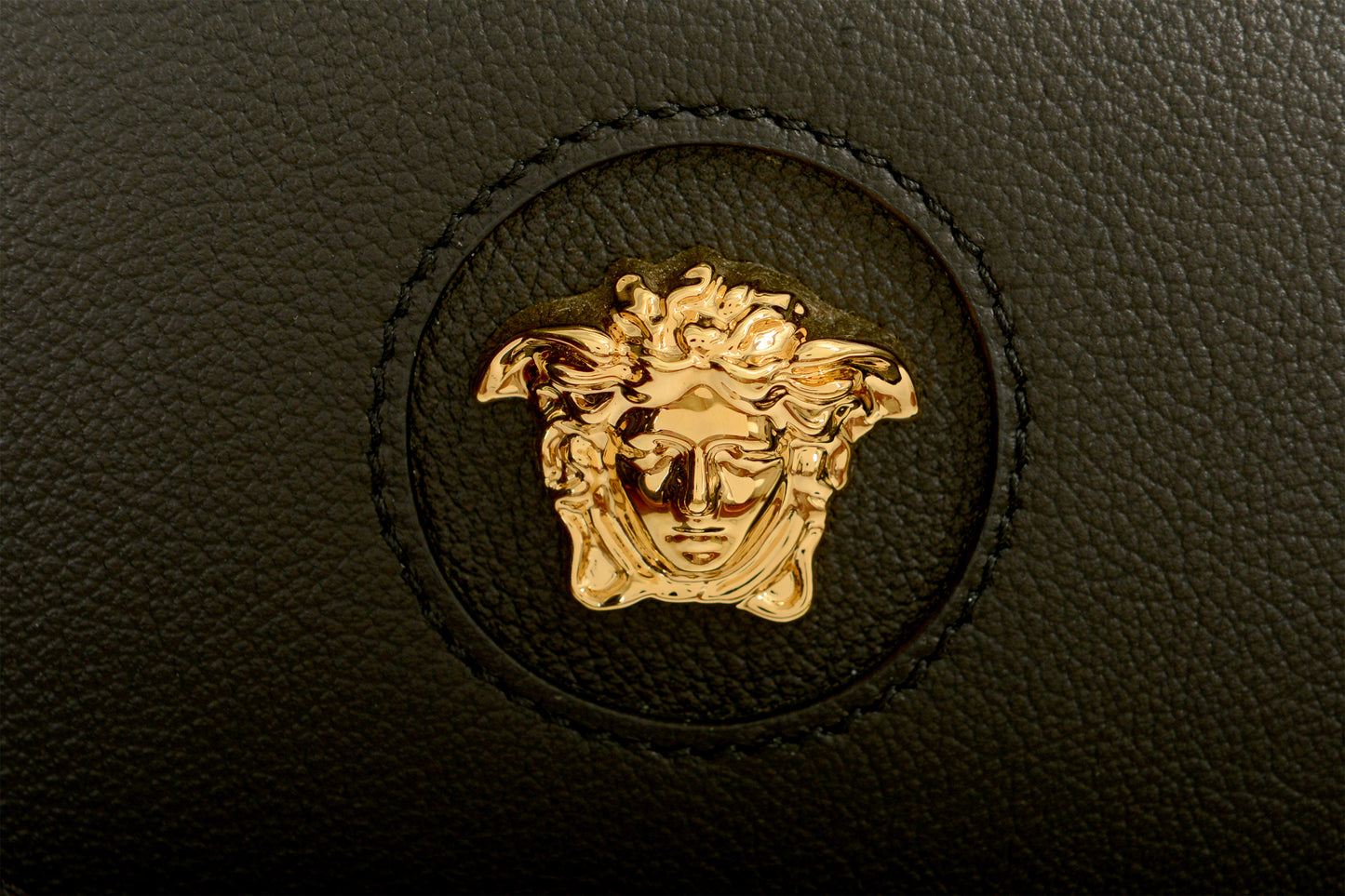 Versace Women's Grainy Leather Gold Medusa Half Moon Handbag Shoulder Bag