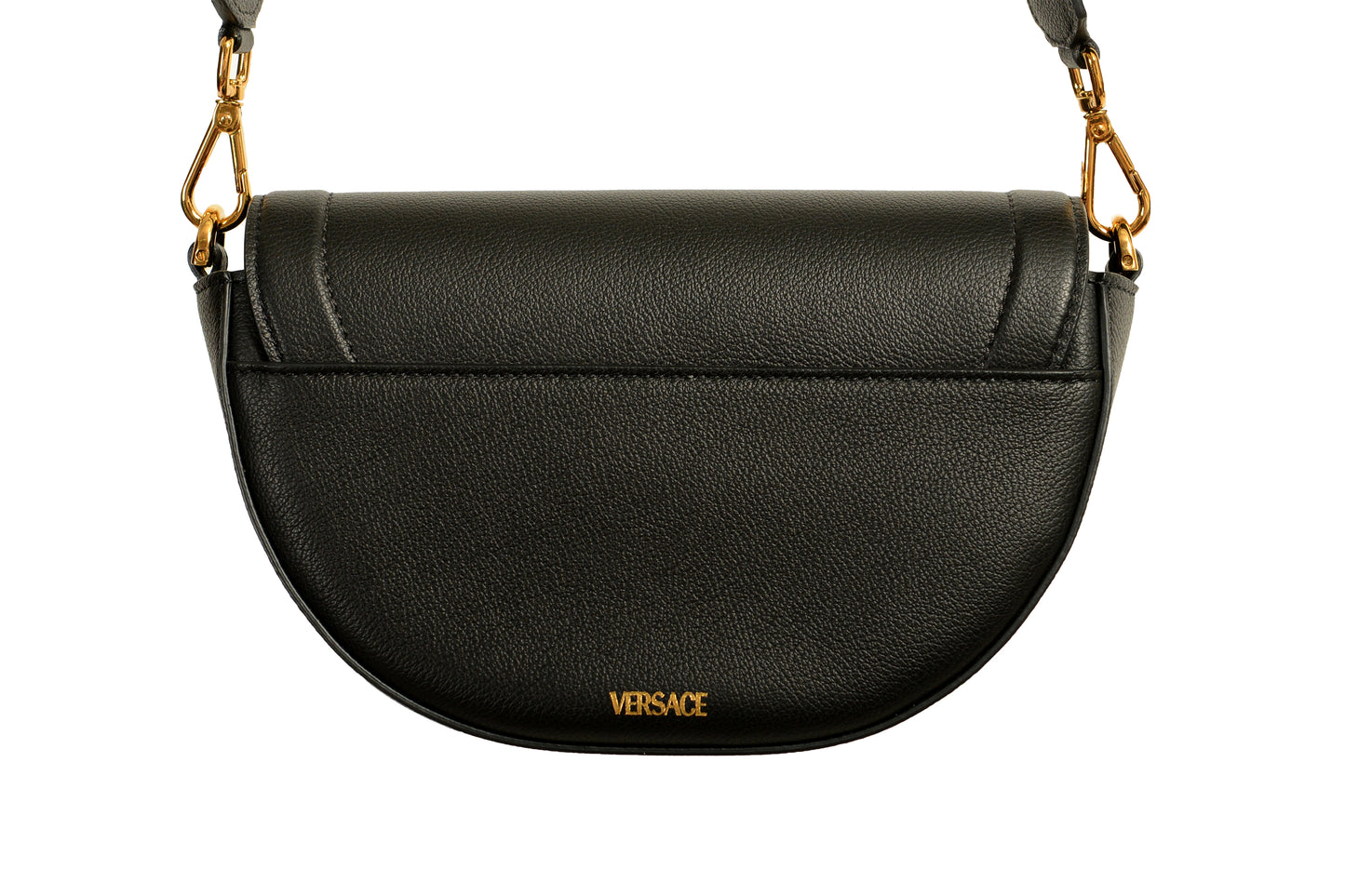 Versace Women's Grainy Leather Gold Medusa Half Moon Handbag Shoulder Bag