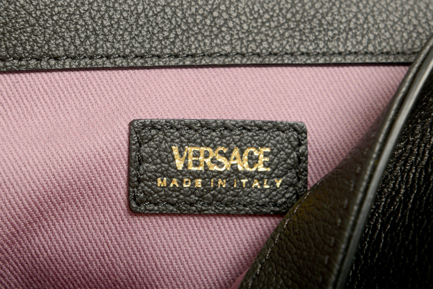 Versace Women's Grainy Leather Gold Medusa Half Moon Handbag Shoulder Bag