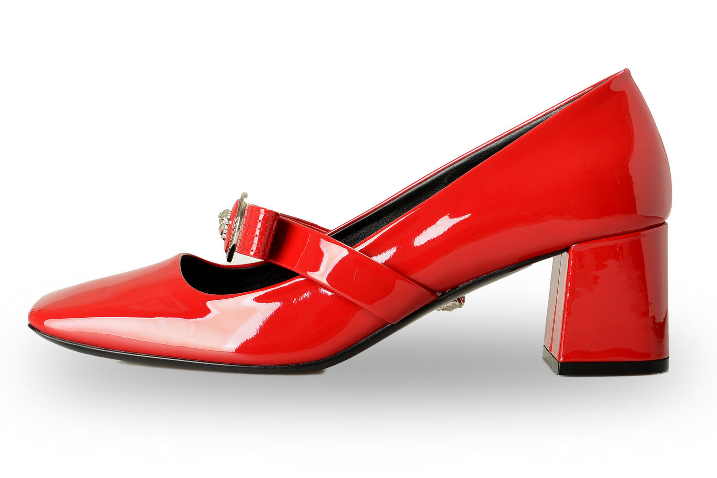 Versace Women's Red Silver Medusa Head Patent Leather Pumps Shoes US 10 IT 40