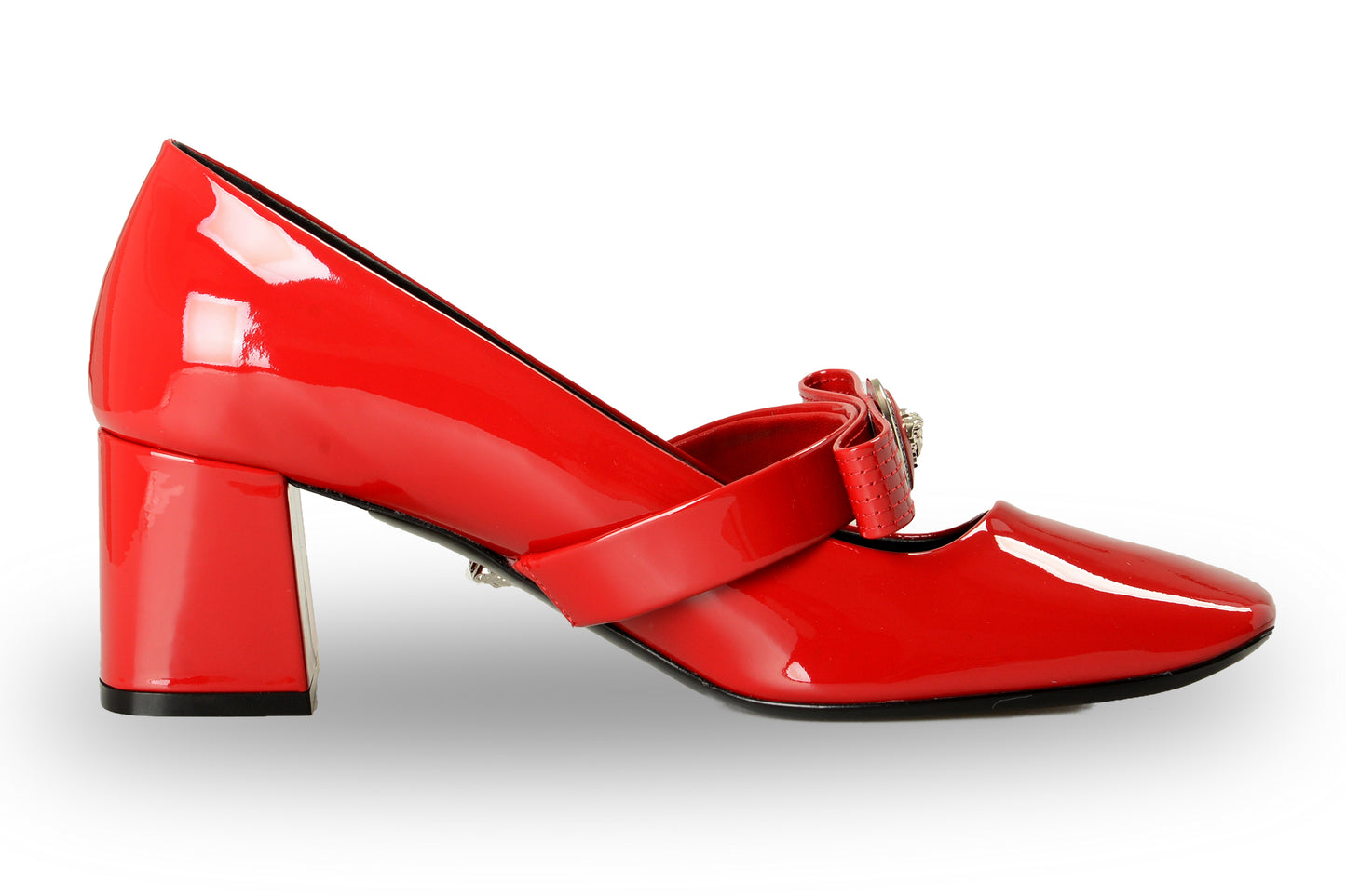 Versace Women's Red Silver Medusa Head Patent Leather Pumps Shoes US 10 IT 40
