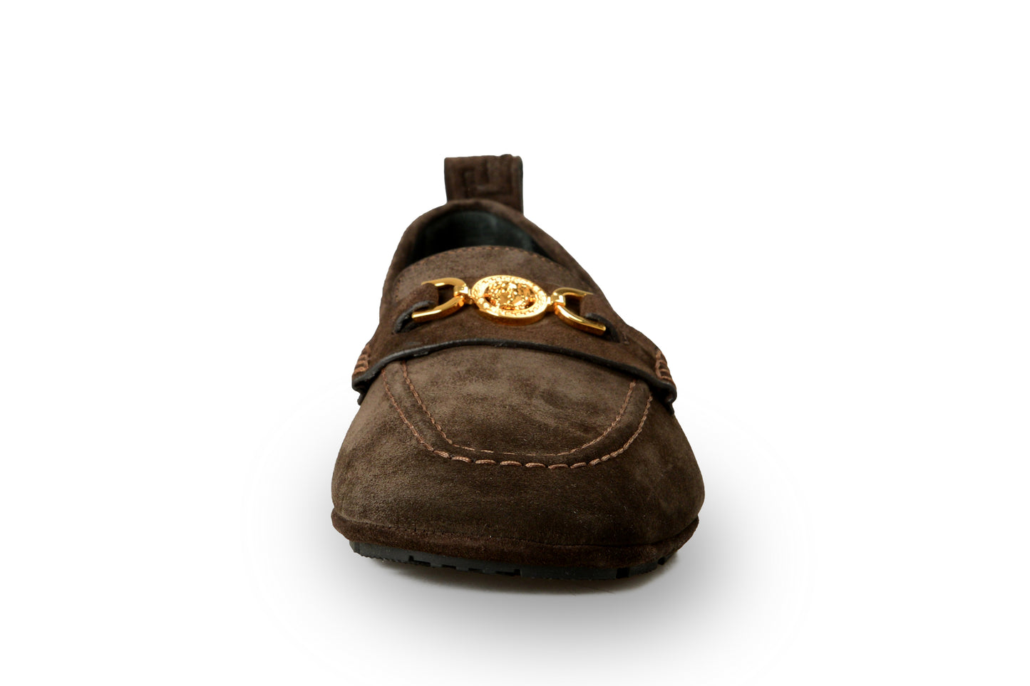 Versace Men's 100% Suede Leather Gold Medusa Driver Loafers Shoes US 9.5 IT 42.5