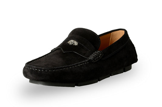 Versace Men's 100%Suede Leather Medusa Driver Loafers Shoes US 10.5 IT 43.5