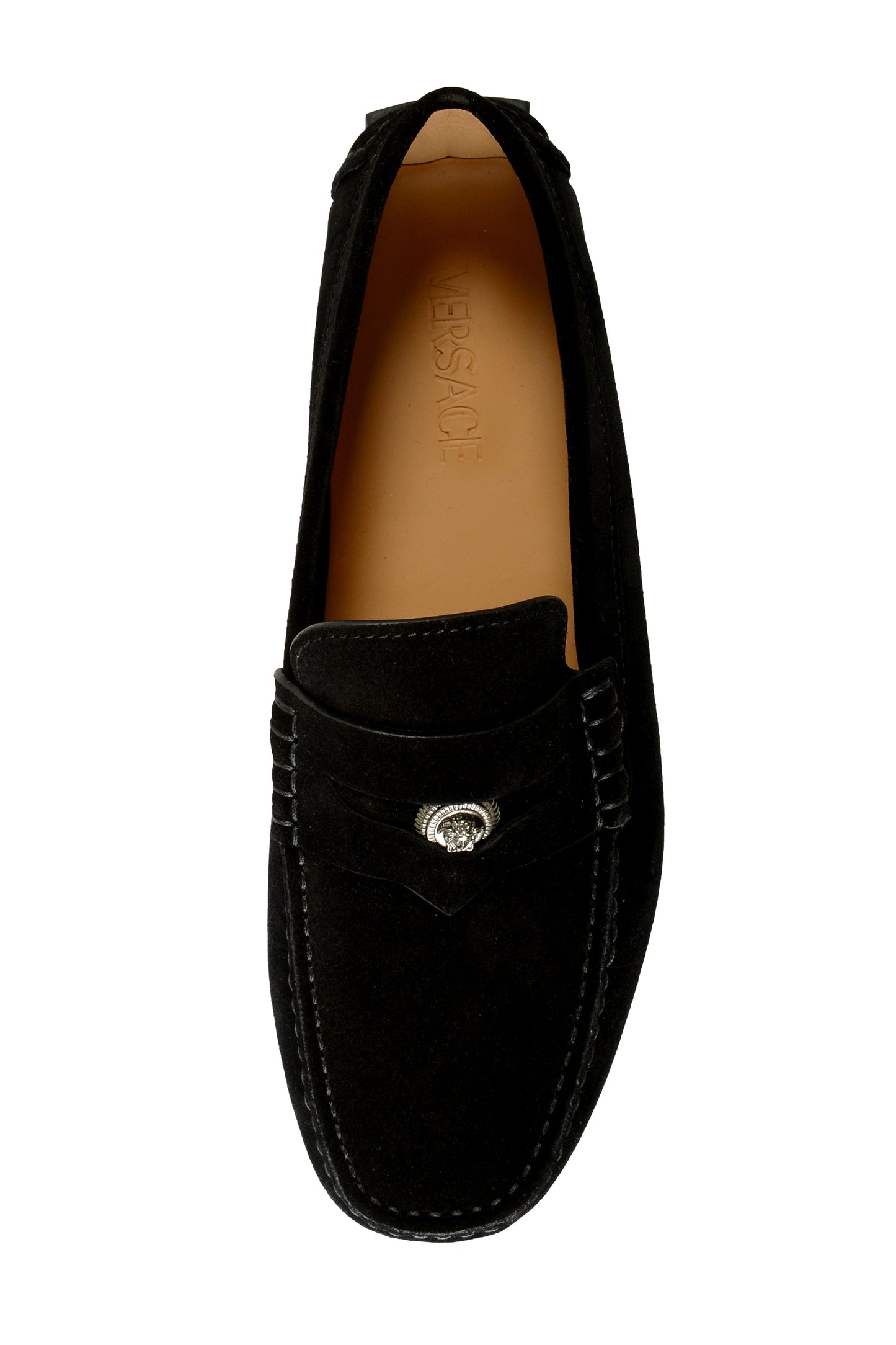 Versace Men's 100%Suede Leather Medusa Driver Loafers Shoes US 10.5 IT 43.5