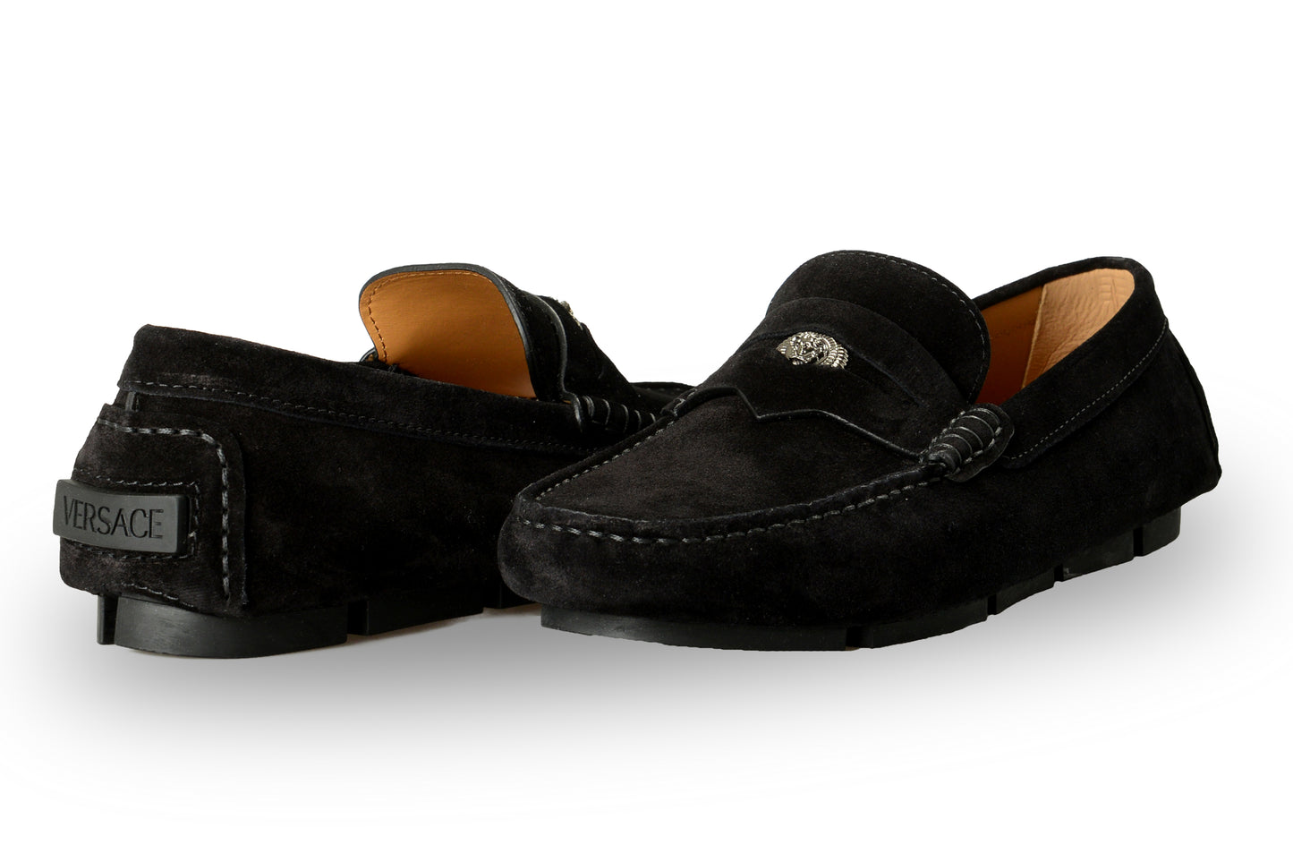 Versace Men's 100%Suede Leather Medusa Driver Loafers Shoes US 10.5 IT 43.5