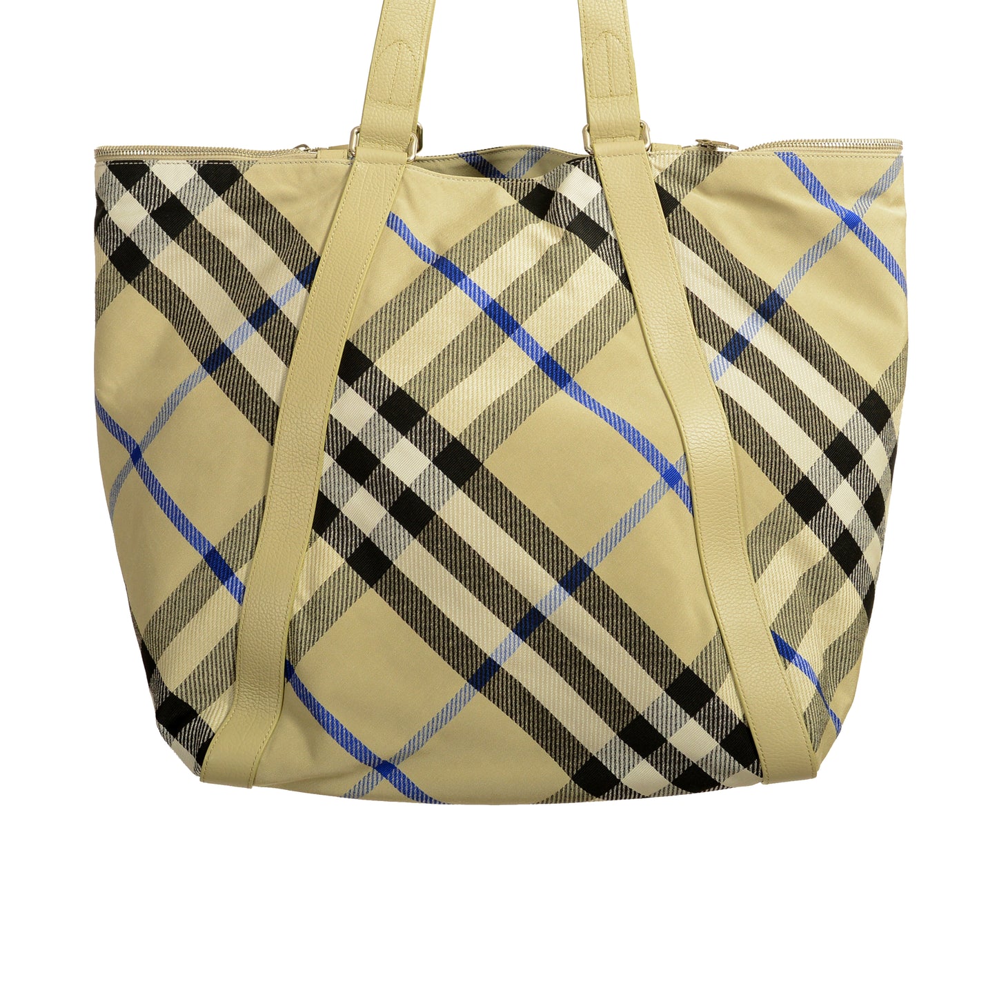 Burberry Unisex "Field Tote" Lichen Plaid Handbag Shoulder Tote Bag
