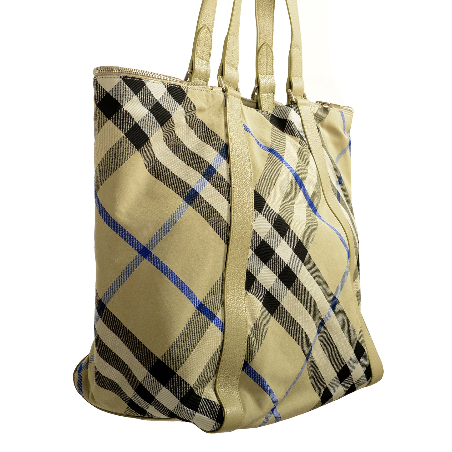 Burberry Unisex "Field Tote" Lichen Plaid Handbag Shoulder Tote Bag