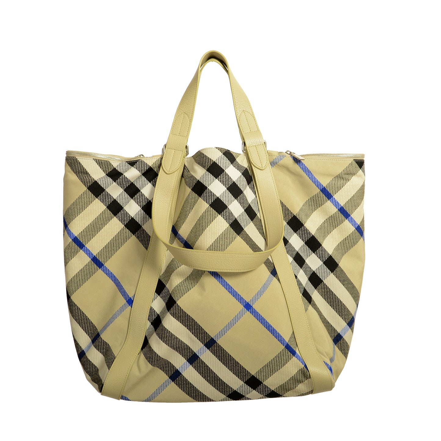 Burberry Unisex "Field Tote" Lichen Plaid Handbag Shoulder Tote Bag