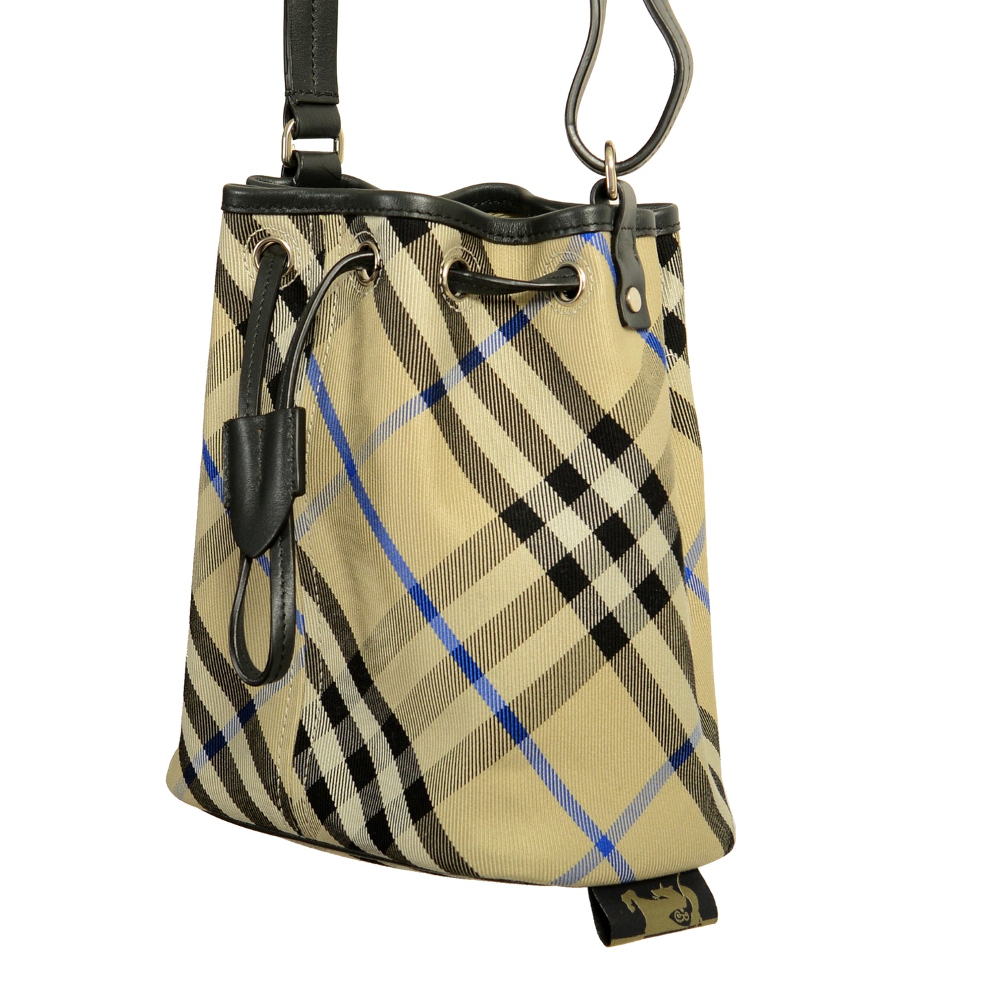 Burberry "Mn Drawstring Bucket" Lichen Plaid Bucket Handbag Shoulder Bag