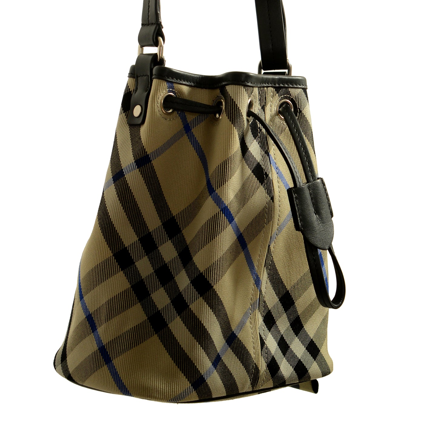 Burberry "Mn Drawstring Bucket" Lichen Plaid Bucket Handbag Shoulder Bag