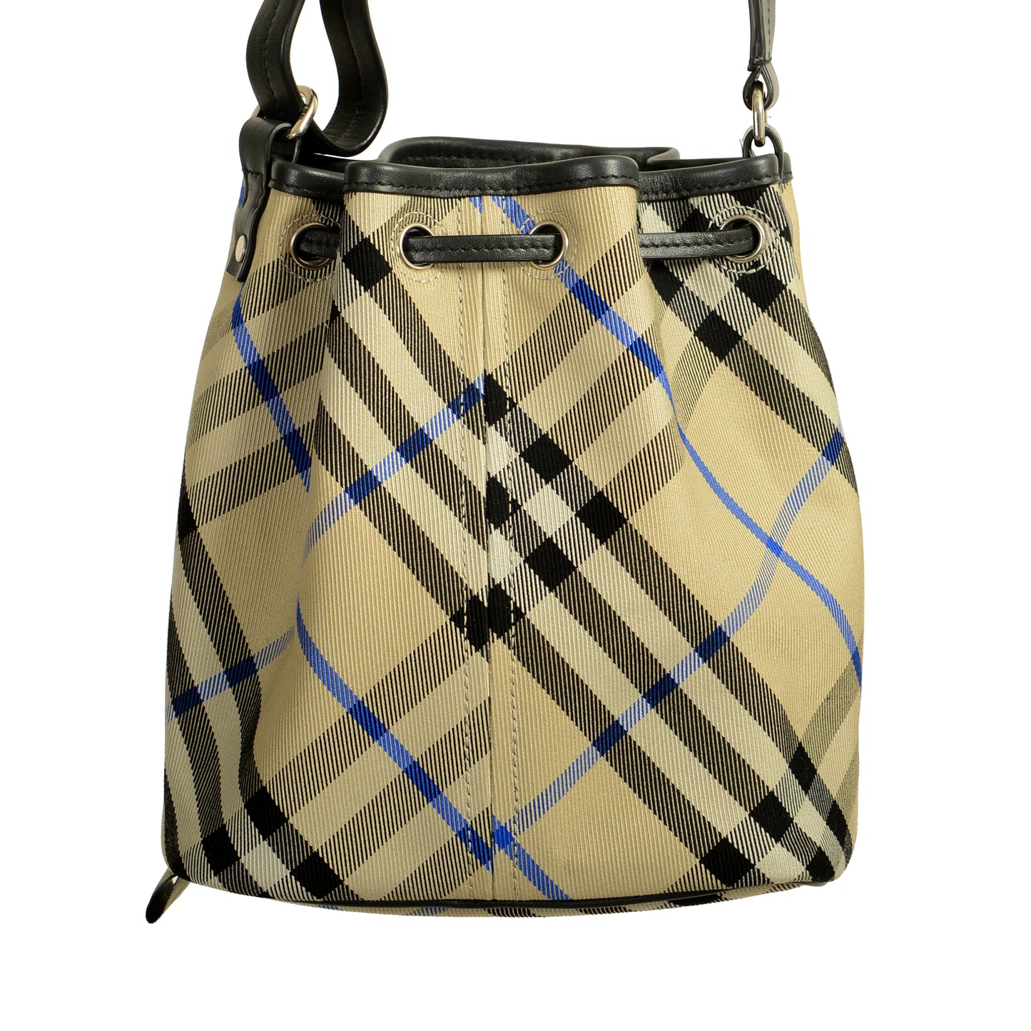 Burberry "Mn Drawstring Bucket" Lichen Plaid Bucket Handbag Shoulder Bag