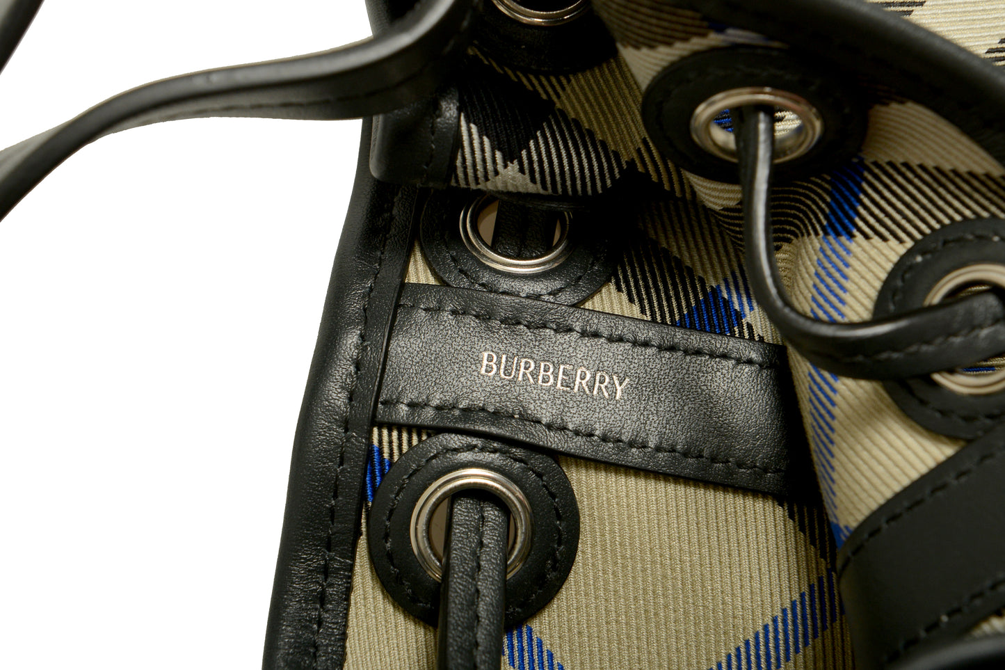 Burberry "Mn Drawstring Bucket" Lichen Plaid Bucket Handbag Shoulder Bag