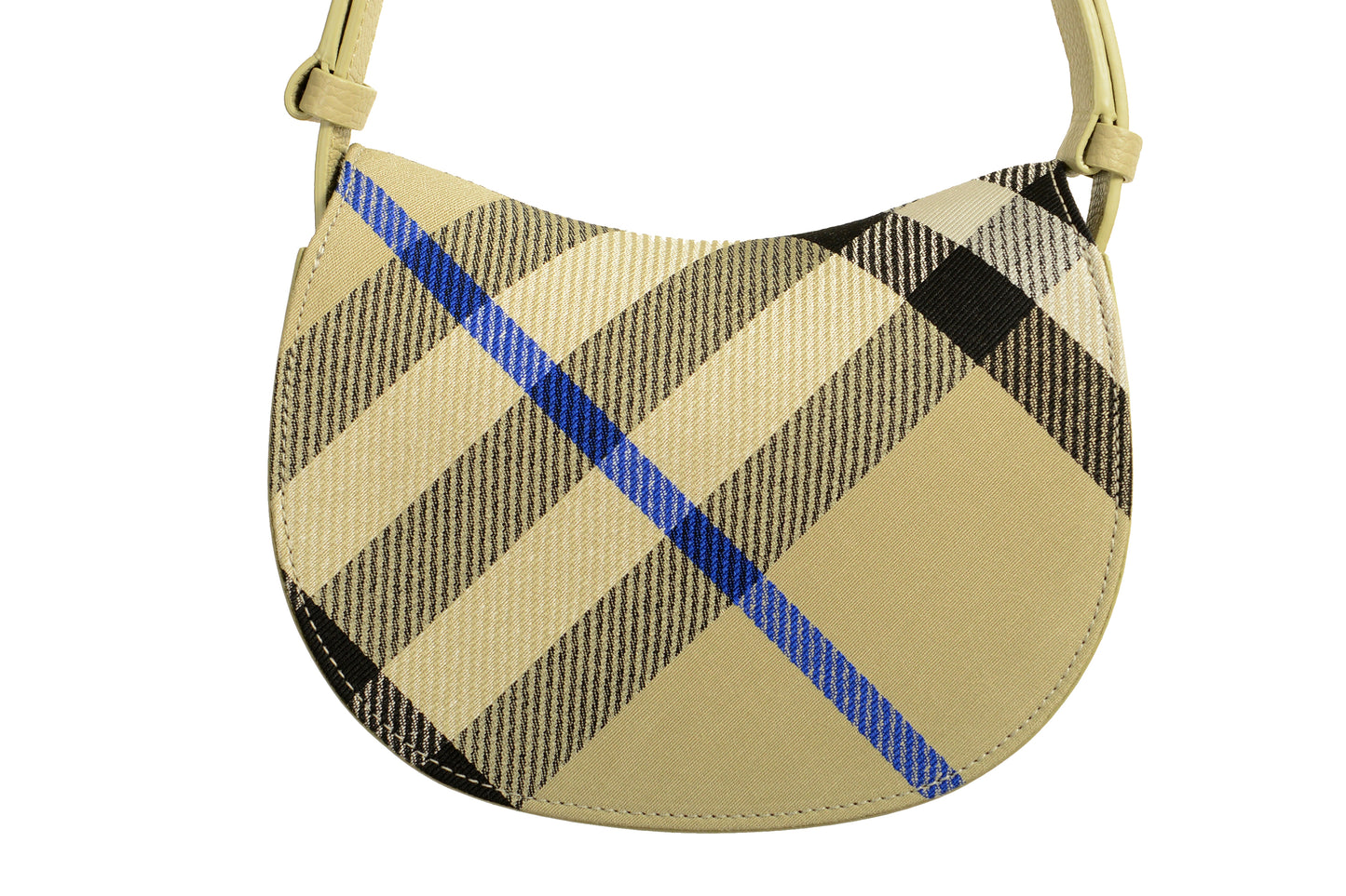 Burberry "Mn Rocking Horse" Leather & Canvas Black Plaid Handbag Shoulder Bag