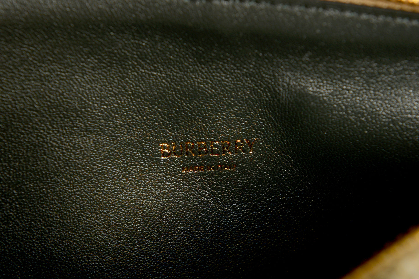 Burberry "LL Snip S Crossbody" Leather & Canvas Sand Check Handbag Shoulder Bag