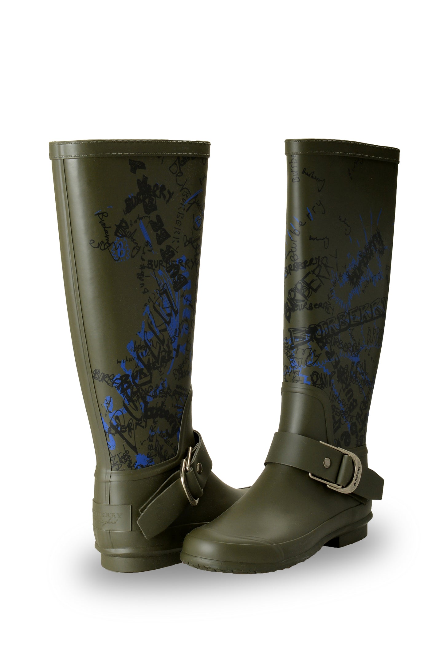 Burberry Women's "Wellington boots" Military Green Rain Boots Shoes US 6 EUR 36
