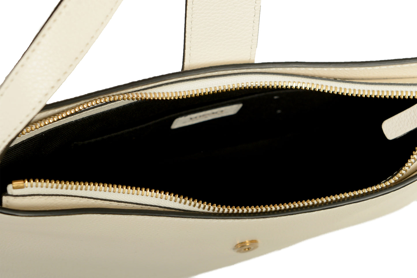 Versace White Grained Leather Gold V-Logo Small Handbag Shoulder Bag